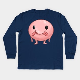 Standing Blob Fish Kids Long Sleeve T-Shirt